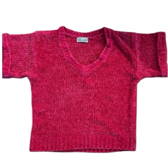 Parrinello Sweaters - Vintage Chunky Knit Chic Pink V-Neck Sweater